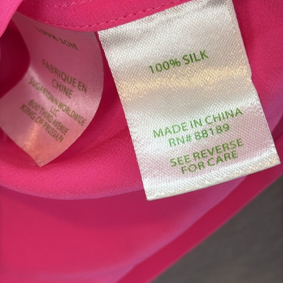 Lilly Pulitzer - women’s 100% silk Cold Shoulder long sleeve blouse pink top M - Picture 9 of 10